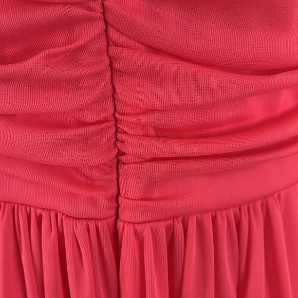 NWT Cocktail Coral Chiffon Dress Flutter Open Sleeves - Picture 8 of 8